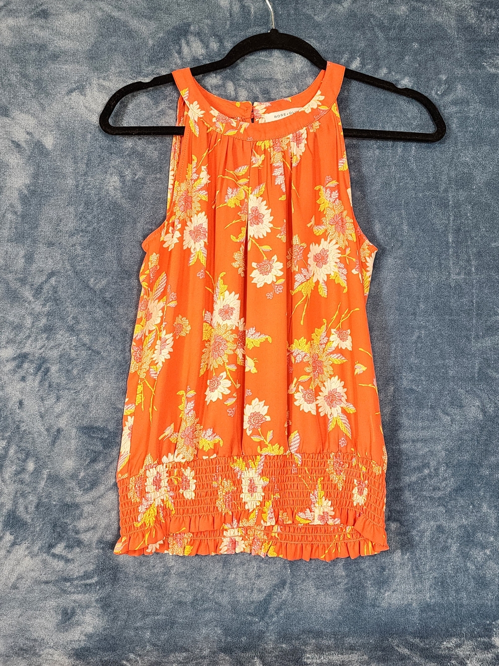 Rose & Olive Orange Floral Halter-Neck Camisole